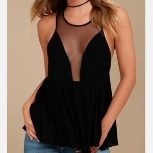 Free People Women Black Racer Back with Mesh